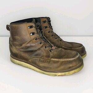 BRUNT The Marin 6" Soft Toe Brown Leather Work Boots Sz 14M US Work Wear Moc Toe